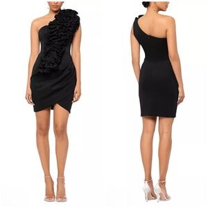 AQUA Scuba 3D Flower Mini Dress in Black Size 0